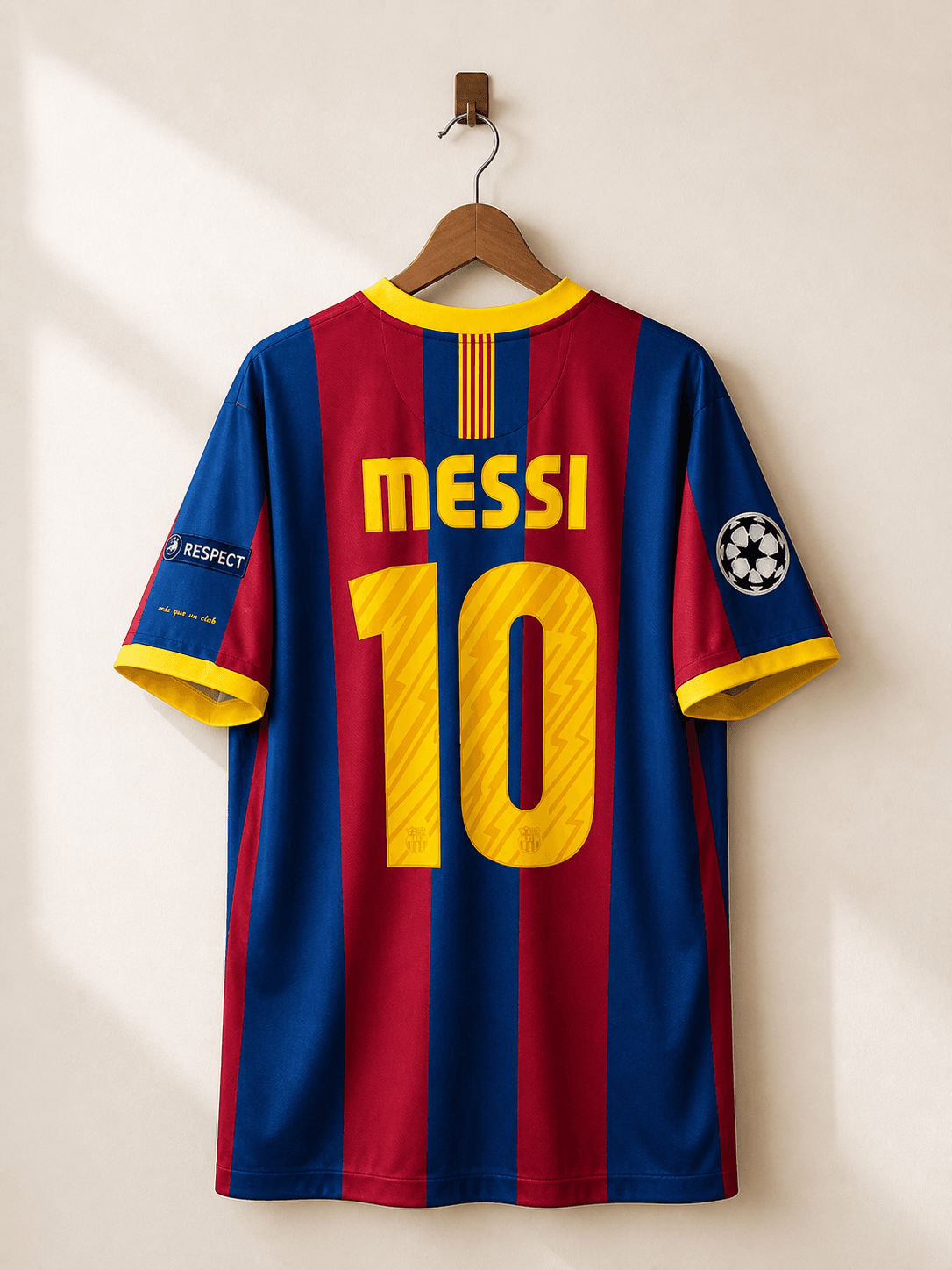 Back view of Messi number 10 FC Barcelona 2011 retro jersey